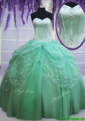 Most Popular Sequined Decorated Skirt Apple Green Quinceanera Dress with Beading