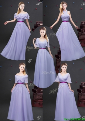 2017 Lovely Empire Chiffon Lavender Long Prom Dress with Purple Belt