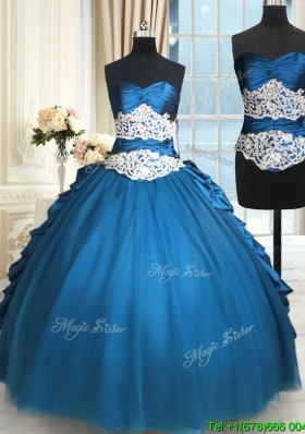 Modern Beaded and Bubble Teal Removable Quinceanera Dress in Tulle and Taffeta