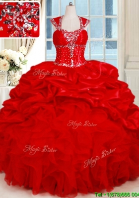 Gorgeous Organza and Taffeta Red Quinceanera Dress with Ruffles and Bubbles