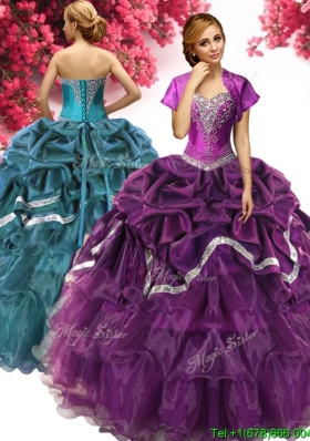 Exquisite Beaded and Ruffled Layers Quinceanera Dress in Dark Purple