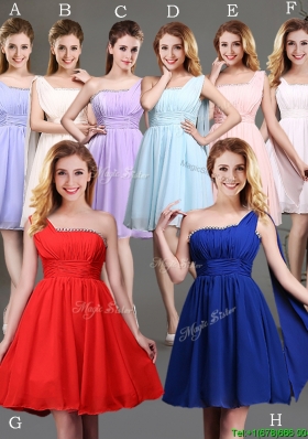 New Style One Shoulder Beaded Bridesmaid Dress in Chiffon