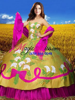 Customized Taffeta Sleeveless Floor Length 15 Quinceanera Dress and Embroidery