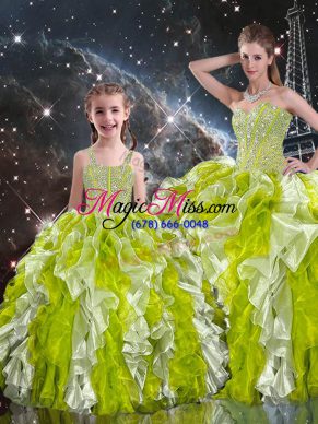 Exquisite Multi-color Sleeveless Organza Lace Up Sweet 16 Dress for Military Ball and Sweet 16 and Quinceanera