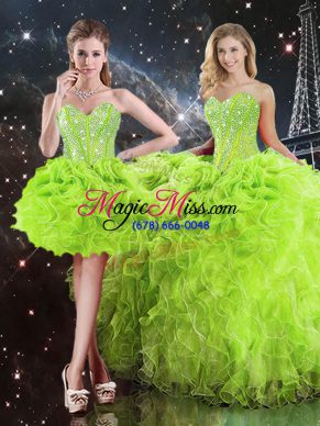 Extravagant Sweetheart Lace Up Beading and Ruffles Sweet 16 Dresses Sleeveless