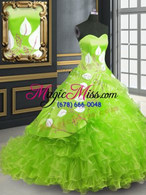 Vestidos de Quinceanera Organza Brush Train Sleeveless Embroidery