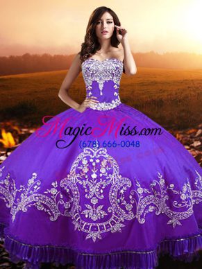 Clearance Purple Lace Up Sweet 16 Dress Beading and Appliques Sleeveless Floor Length