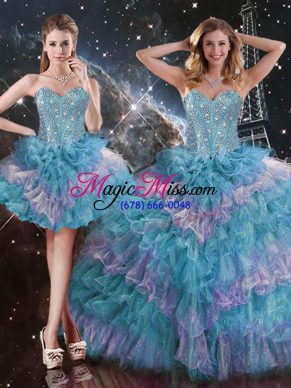 Sweetheart Sleeveless Lace Up Quinceanera Dresses Multi-color Organza