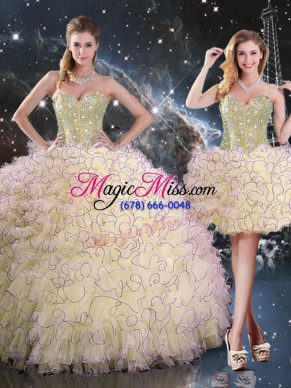 Ball Gowns Quinceanera Dress Light Yellow Sweetheart Organza Sleeveless Floor Length Lace Up