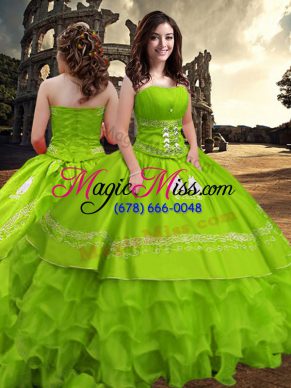 Popular Zipper Sweet 16 Quinceanera Dress Embroidery and Ruffled Layers Sleeveless Floor Length