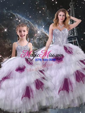 Sweetheart Sleeveless Lace Up Quinceanera Gown Multi-color Organza