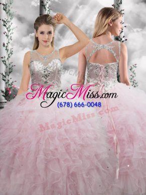 Fantastic Tulle Sleeveless Floor Length 15 Quinceanera Dress and Beading and Ruffles