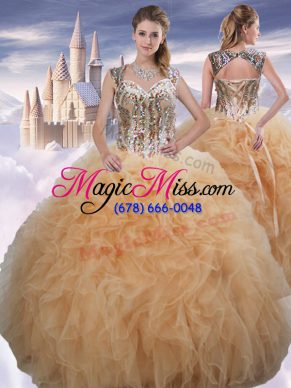 High End Sweetheart Sleeveless Lace Up Ball Gown Prom Dress Champagne Organza