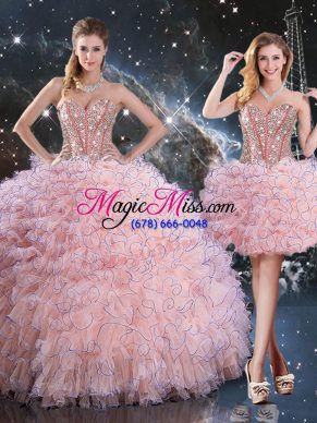 Best Selling Sleeveless Lace Up Floor Length Beading and Ruffles Sweet 16 Quinceanera Dress