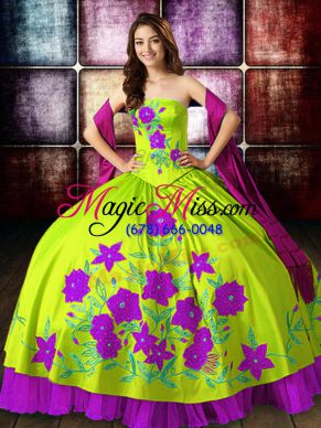 Floor Length Multi-color Sweet 16 Quinceanera Dress Strapless Sleeveless Lace Up