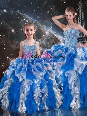 Beautiful Multi-color Sweetheart Lace Up Beading and Ruffles Quinceanera Gown Sleeveless