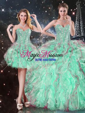 Sweetheart Sleeveless Lace Up Ball Gown Prom Dress Turquoise Organza