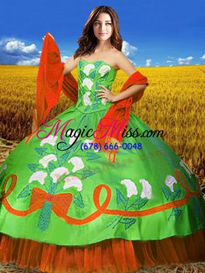 Comfortable Multi-color Taffeta Lace Up Sweetheart Sleeveless Floor Length Ball Gown Prom Dress Embroidery