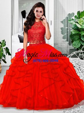 Smart Sleeveless Zipper Floor Length Lace and Ruffles Sweet 16 Quinceanera Dress