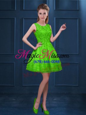 Great A-line Lace and Ruffled Layers Dama Dress Zipper Tulle Sleeveless Knee Length