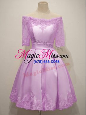 Pretty Half Sleeves Lace Lace Up Dama Dress