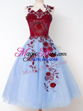 Tulle Sleeveless Knee Length Quinceanera Dama Dress and Appliques