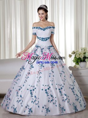 Excellent Floor Length Ball Gowns Short Sleeves White Sweet 16 Dress Lace Up