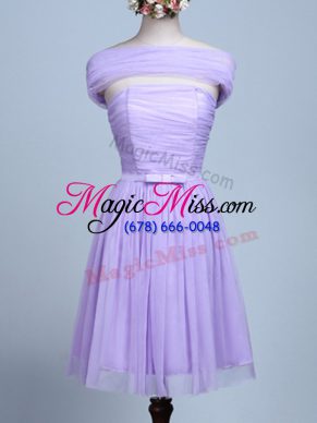 Top Selling Mini Length Lavender Damas Dress Strapless Sleeveless Side Zipper