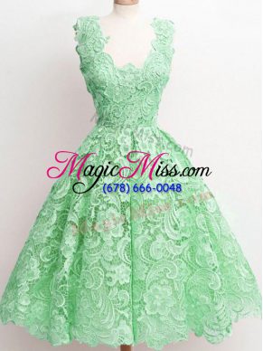 Green Dama Dress for Quinceanera Prom and Party and Wedding Party with Lace Straps Sleeveless Zipper