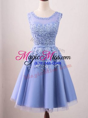 Exceptional Lavender Quinceanera Court of Honor Dress Prom and Party and Wedding Party with Lace Scoop Sleeveless Lace Up