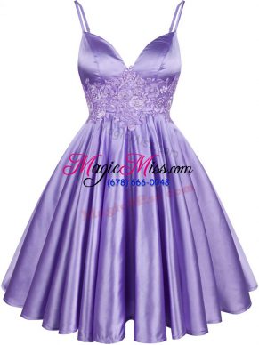 Customized Lilac Spaghetti Straps Neckline Lace Quinceanera Dama Dress Sleeveless Lace Up