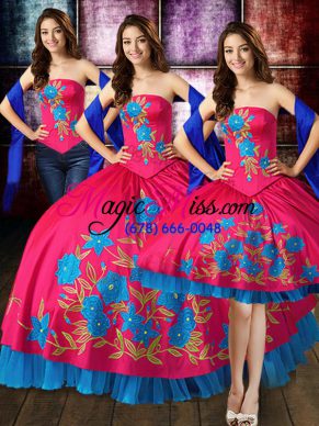 Clearance Sleeveless Lace Up Floor Length Embroidery Quinceanera Dresses