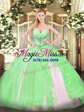 Sweetheart Sleeveless Sweet 16 Dresses Floor Length Beading and Ruffles Tulle