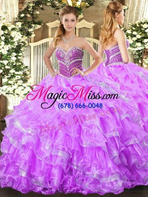 Delicate Sweetheart Sleeveless Organza Quinceanera Dress Beading and Ruffled Layers Lace Up