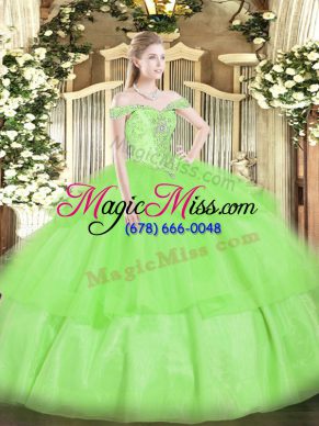 Trendy Sleeveless Organza Lace Up Sweet 16 Quinceanera Dress for Military Ball and Sweet 16 and Quinceanera