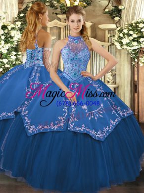 Perfect Sleeveless Lace Up Floor Length Beading and Embroidery Sweet 16 Dresses