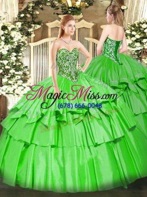 Ball Gowns Organza and Taffeta Sweetheart Sleeveless Beading and Ruffled Layers Floor Length Lace Up Sweet 16 Quinceanera Dress