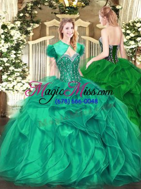 Super Sleeveless Lace Up Floor Length Beading and Ruffles Sweet 16 Dresses