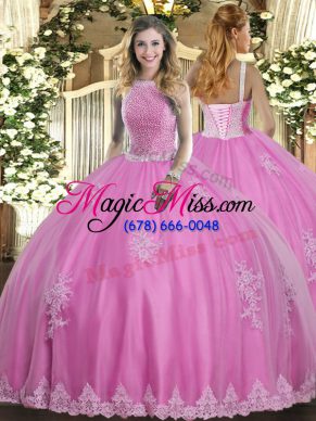 Sleeveless Beading and Appliques Lace Up Quinceanera Gown