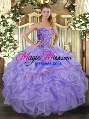 Stunning Sleeveless Beading and Ruffles Lace Up 15 Quinceanera Dress