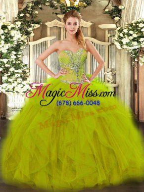 Organza Sleeveless Floor Length Quinceanera Dresses and Beading and Ruffles