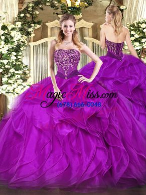 Sleeveless Beading and Ruffles Lace Up Quinceanera Dresses