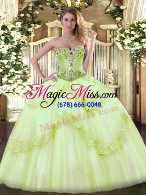 Enchanting Yellow Green Sleeveless Beading Lace Up Quinceanera Dresses