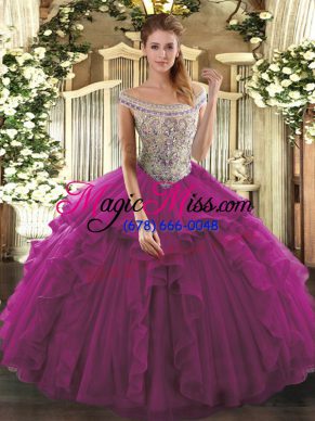 Nice Sleeveless Lace Up Floor Length Beading and Ruffles Vestidos de Quinceanera