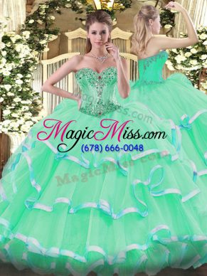 Eye-catching Floor Length Apple Green Ball Gown Prom Dress Sweetheart Sleeveless Lace Up