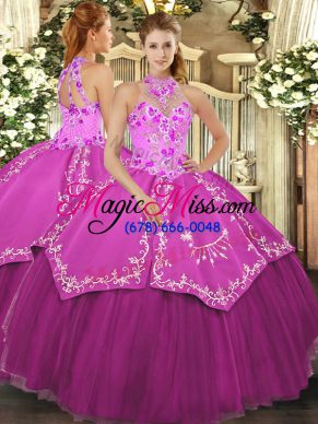 Flare Sleeveless Beading and Embroidery Lace Up Vestidos de Quinceanera