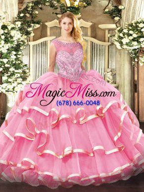 Sleeveless Zipper Floor Length Beading and Ruffled Layers Sweet 16 Dresses