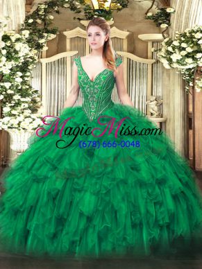 Floor Length Ball Gowns Sleeveless Green Sweet 16 Quinceanera Dress Lace Up