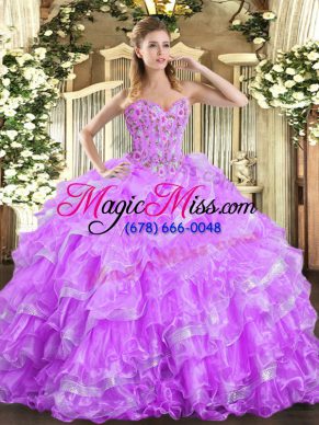 Beautiful Floor Length Lilac Vestidos de Quinceanera Sweetheart Sleeveless Lace Up