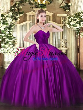 Fashion Sweetheart Sleeveless Zipper Sweet 16 Quinceanera Dress Purple Organza